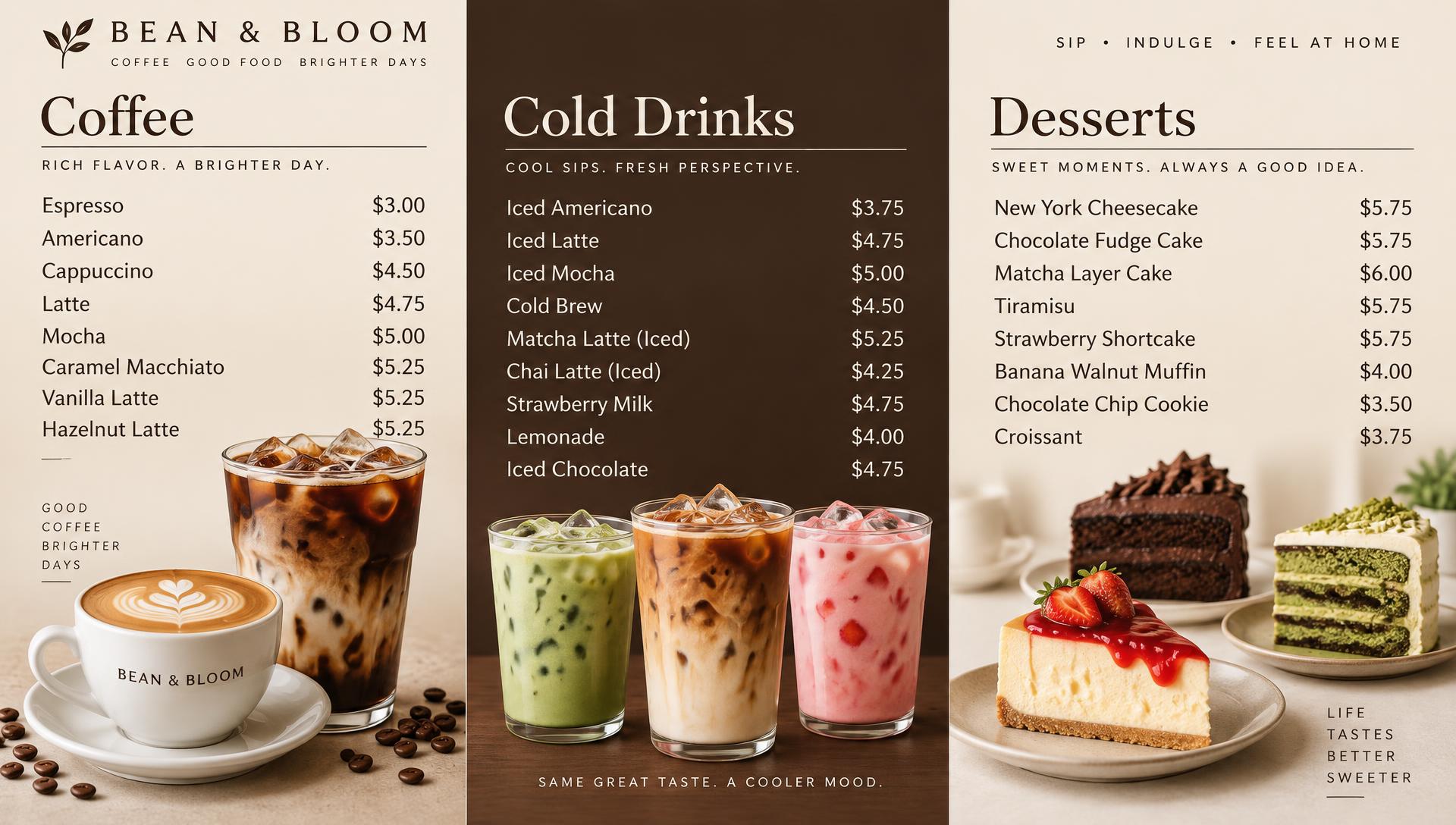 Café Takeout Menu